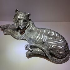 Tiger Resting Sculpture Wild Animal Art Excellent Condition picture