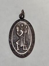 Vintage Sterling Silver Saint Christopher Pendent Ppc Protect Us picture