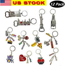 12 Pack New York City Metal Keychains KeyRing Souvenir Collection, NYC Gift Set picture