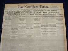 1918 MAY 19 NEW YORK TIMES-PEACE PLANS INSINCERE, WILSON TELLS RED CROSS-NT 8195 picture