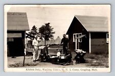 Grayling MI-Michigan, RPPC Kitchen Duty, M N G Camp, Vintage c1932 Postcard picture
