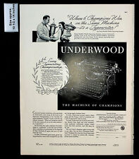1937 Underwood Typewriters Machine of Champions Vintage Print Ad 31694 picture