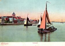 Kampen Yselkade Sailboats IJssel River Old Overijssel Netherlands Postcard FLAW picture