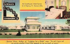 Norman OK Oklahoma Courts Motel Hwy 77 near University Vtg Postcard E37 picture