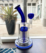 9 Inch Heavy Glass Bongs Percolator Water Pipe Smoking Hookah 14mm Bowl Blue US picture