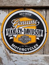 VINTAGE GENUINE HARLEY DAVIDSON MOTORCYCLE PORCELAIN SIGN DEALER SERVICE SALES picture