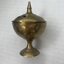 Decorative 4” Vintage Brass Cone Incense Burner Standing Pedastal Made In India picture