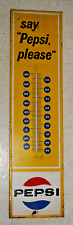 Vintage 1960's  Pepsi  Advertising Thermometer  28 X 7 inch Yellow picture