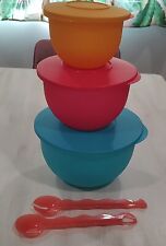 TUPPERWARE IMPRESSIONS Large 3pc Mixing Bowls 18c 10c 5.5c + FREE Tongs Set picture