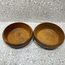 Vintage Wooden Bowls Rustic Farmhouse Set of 2 Snack Candy Appetizer Round picture