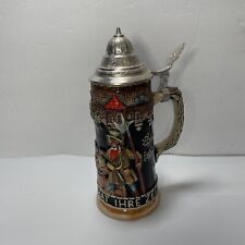 Vintage German Beer Stein Mug Ceramic Original Gerzit Lidded Hand Painted NOS picture