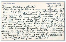 c1905 Mrs. Walter Edie Letter University Park Mable Rock Iowa IA Posted Postcard picture