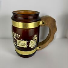 RARE Vintage 1968 Dogpatch USA Brown Glass Mug Siesta Ware Wood Handle 5” picture