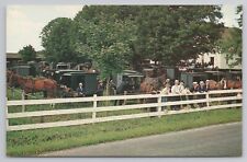 Old Order Mennonites Amish Buggies Church 1969 Heart Dutchland Vintage Postcard picture