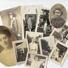 Antique Vintage B&W Snapshot Photograph Lot of 11 Beautiful Young Women Flapper picture