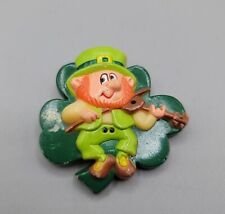 Russ Berrie St Patrick Vintage Leprechaun Fiddler Shamrock Irish Holiday Pin picture