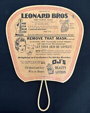 Vintage 1940s Leonard Brothers Advertising Paper Fan Fort Worth Texas Drugstore picture