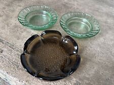 Vintage Green & Brown Glass Ashtrays picture
