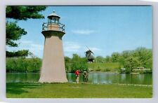 Geneva IL-Illinois, Lighthouse And Dutch Windmill, Antique, Vintage Postcard picture