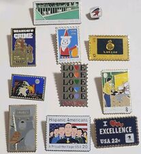 Vintage Lot of 11 USPS Post Office Pinback Lapel Pins Stamps State Love Employee picture