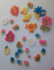 Lot of 26 Pretty Vintage Retro Flower Power Colorful Cotton Yarn Appliques  picture