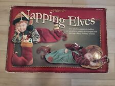 Pair of Napping Elves Christmas Decor Posable Elf Holiday Decoration picture