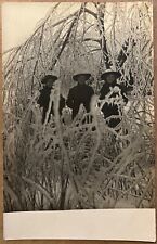 RPPC Ladies in Winter Ice Antique Real Photo Postcard c1910 picture