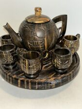 Vintage Dark Wooden Tea Set picture