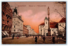 Budapest Hungary Postcard View of Rakoczi Street Buildings Near 1914 Antique picture