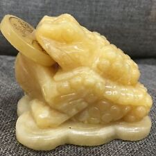 Natural Yellow Jade Golden Toad Crystal Hand Carved Skull Healing 1pc  picture