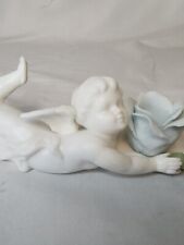 Ardalt Lenwile Cherub Angel Candle Holder 6044 Blue Rose White Made In Japan picture