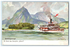 c1910 On Board the Steamer Rhein Siebengebirge Germany Antique Postcard picture