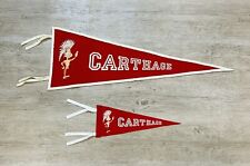 2 Vintage CARTHAGE Red Men COLLEGE  Pennant  Carthage Illinois  Kenosha Wi RARE picture