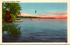 Bridgton Maine ME Sunrise over Long Lake Vintage Postcard picture