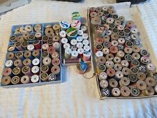 Vtg Lot of 140 Thread, Mostly Wooden  Spools Sewing picture