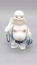 White Porcelain Happy Buddha Hand Painted Statue Figurine Chinese 4