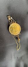 Great Britain St George 1982 (22K) Half Sovereign In 9ct? Brooch Mount picture