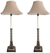 Pair of Tall 30in Frederick Cooper Solid Bass Candlestick Lamps With Shades picture