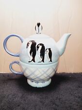 Mesa International Penguin family Stackable Teapot /Cup EUC picture