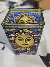 Vintage Amia Denver Co Hand Painted  Sun And Moon  Tea Light Candle Holder Stain picture
