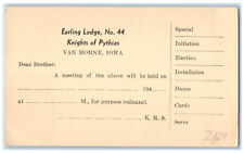 c1940's Earling Lodge No.44 Knights of Pythias Van Horne Iowa IA Postal Card picture