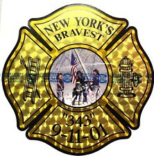 9/11 FIREFIGHTERS RAISING THE FLAG ON GROUND ZERO GOLD LEAF REFLECTVE DECAL 12