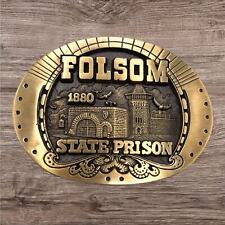 Rare ~ Vintage 1981 Folsom State Prison Brass Belt Buckle ~ Pigville Artworks picture
