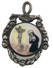 Vintage Catholic St Rita Painted Enamel Religious Medal picture