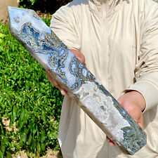 3.7LB Large Natural water grass agate water Obelisk crystal energy column picture