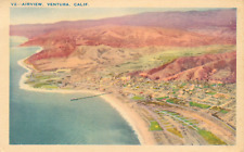 Airview of Ventura, California vintage linen postcard picture