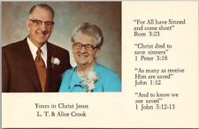 1960s WILTON, Wisconsin Postcard Missionaries L.T. & ALICE CROOK / Scripture picture