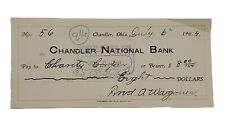 1904 Bank Check: Chandler National Bank, Chandler, OK - Charity Cooper picture