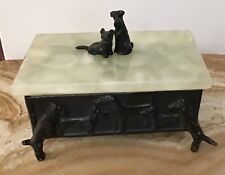 Deco Style Bronze & Onyx Westie Dog Table Box Scotties Cigarette Box Trinket picture