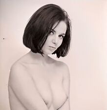 Vintage 1950s Black Haired Nude Model Large Format Negative picture